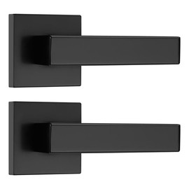 Probrico 2 Pack Dummy Door Levers Black Door Handles for Closets French Doors Heavy Duty Square Dummy Door Lever Non-Turning Single Side Pull