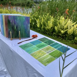 Unicoshape 12 Sheets Stained Glass Pack, 6" X 4" Cathedral Art Mosaic Glass Tiles, Mixed Green