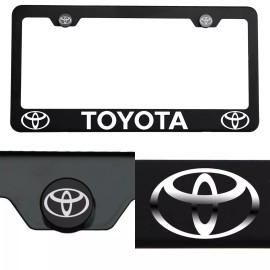 KA Laser Engraved Fit Toyota Mirror Matte Black License Plate Frame Stainless Steel