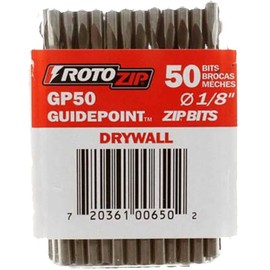 RotoZip GP50 1/8-Inch Drywall Guidepoint Cutting Bits (50-Pack), Cutting Drywall, For use with Roto Zip Spiral Saw