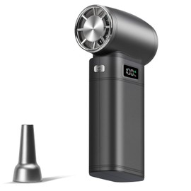 AuraliBrite Handheld Mini Turbo Fan 120000RPM 6-Speed Turbo Power 9000mAh Portable High Speed Cooling Personal Fan with Digital Display LED Light for Travel Beach Camping (Gray)