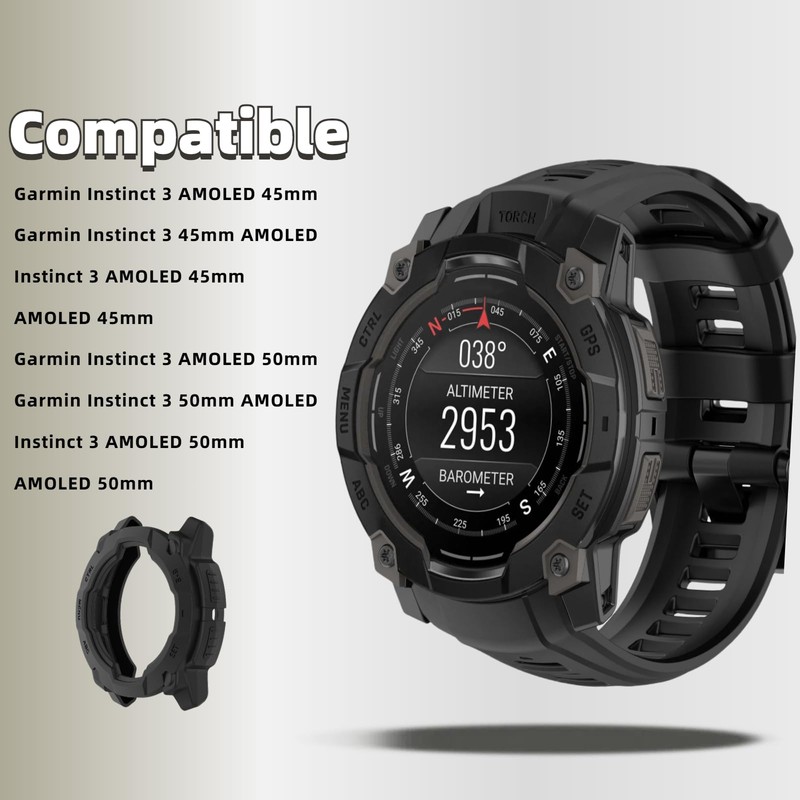 QHBAMD Silicone Watch Bands Compatible for Garmin Instinct 3 AMOLED