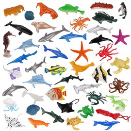 FRIUSATE 46pcs Mini Sea Animal Figures Sea Creatures Toys Under the Sea Animals Toys Sea Life Toys Ocean Animals Figures for Children Kids Educational Learning Toys
