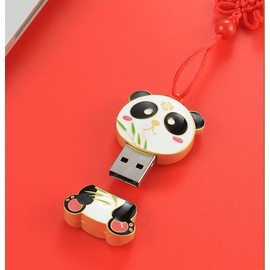 Metal USB Drive Weapon Shape Ancient Chinese Bronze Fish Intestines Sword U disk Panda Shape USB Flash Drive (Panda 64GB)