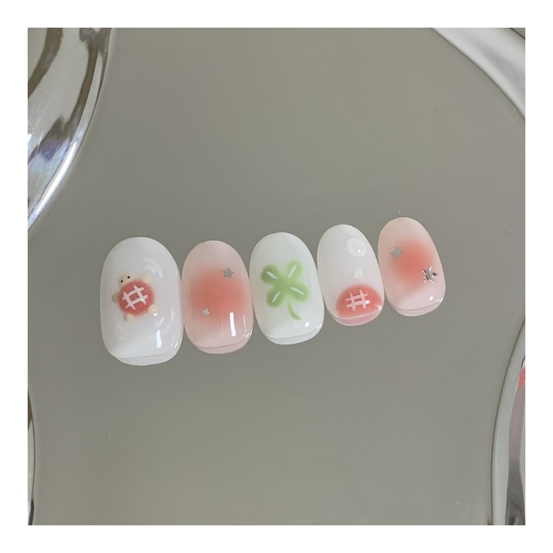 [Handmade Nail Tips] Lucky Turtle Nail Tips - Coffin Egg