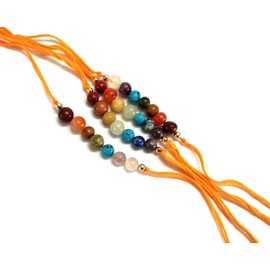 Jet International New Chakra Beads Bracelet Rakhi Gemstones Chakra Balancing Friendship Love Gift Free Booklet Crystal Therapy Image is just a Reference. (4)
