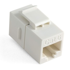 NTW CAT6 Slim Straight F/F feed-through White Snap-in Keystone Coupler Jack NKY-FF/C6S-WH