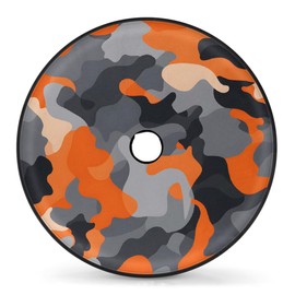 DJYQBFA Spare Tire Cover with Backup Camera Hole Orange Camouflage 15inch Wheel Cover Protector Universal Fit for Trailer,RV,Camper,SUV,Truck