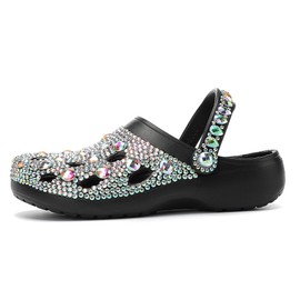 Hanfike Womens Casual Fashion Slide Mules with Rhinestone Closed Toe Comfort Flats A1800 Multicolor US 8