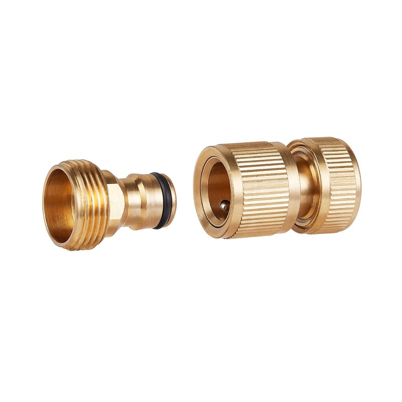 Tech Traders 2Pack Garden Hose Quick Connector 3/4 inch Brass