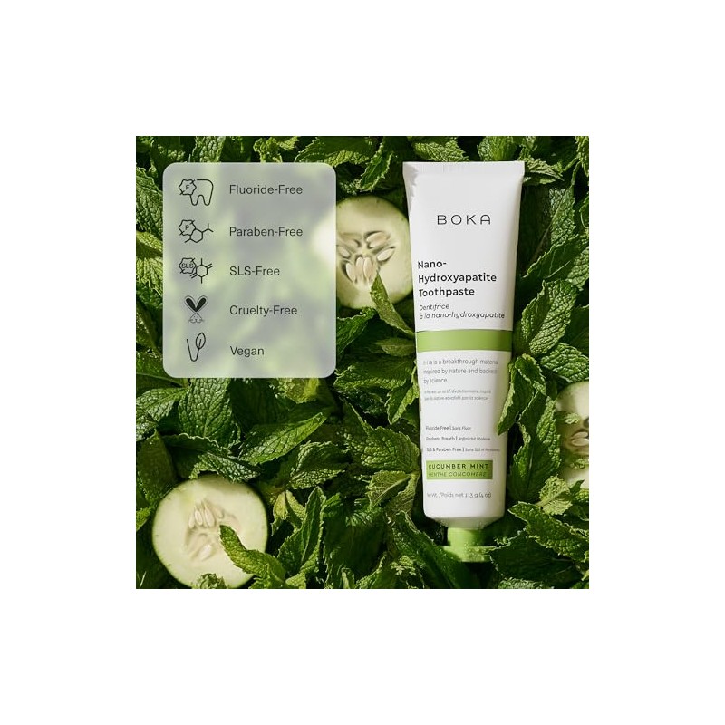 Boka Fluoride Free Toothpaste, Nano Hydroxyapatite Toothpaste, Appropriate for Sensitive