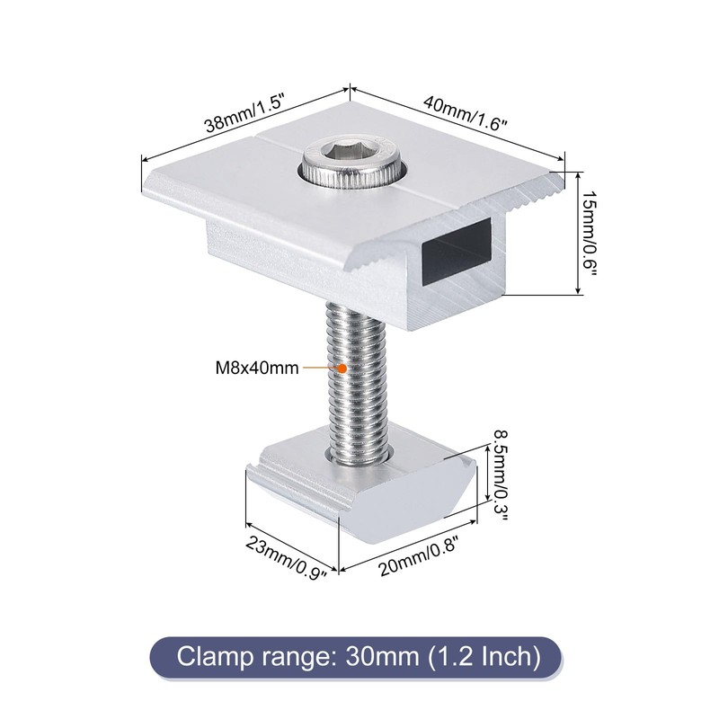 MECCANIXITY Solar Panel Middle Clamps 30mm Aluminium Solar Panel Mount