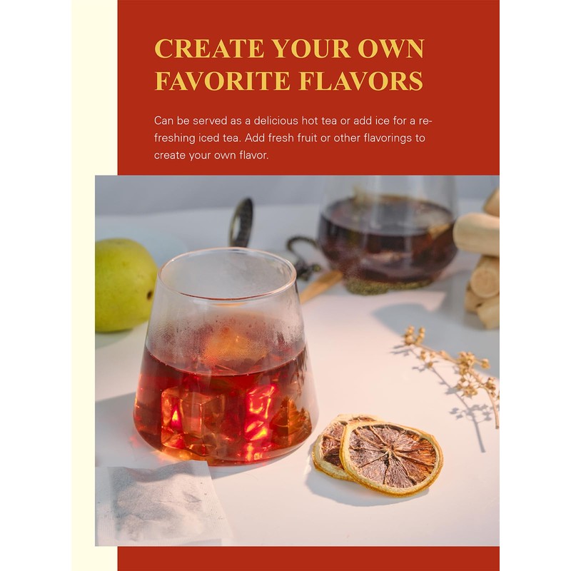 GLDNT Organic Pu-erh Tea Bags, Fermented Yunnan Dark Tea, Bold