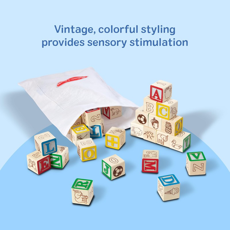 Melissa & Doug Deluxe Wooden ABC/123, 50-Piece Set of Classic