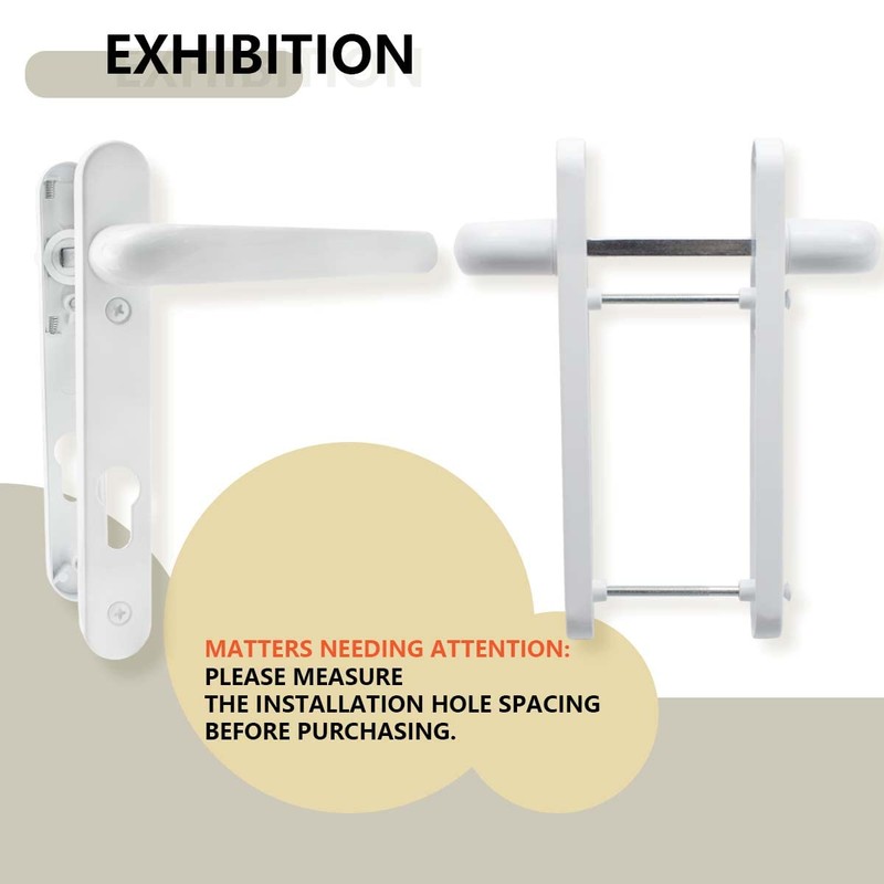 Bwintech UPVC Door Handle, White, 92mm Backset, 122mm Screw Spacing,