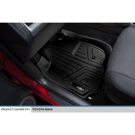 SMARTLINER Custom Fit Floor Mats 2 Row Liner Set Black for 2006-2012 Toyota RAV4 Without 3rd Row Seat