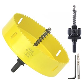 JIECHENG 5-1/2 inch Hole Saw for Wood,Soft Metal,Drywall,Plasterboard and Plywood,140mm Bi-Metal Hole Saw with Arbor Mandrel
