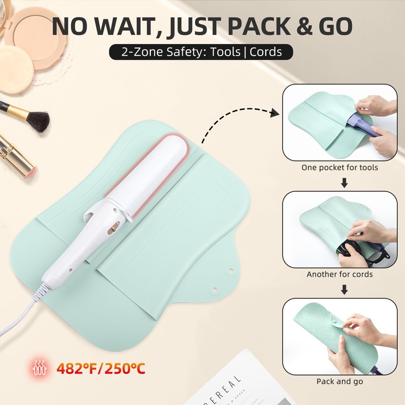 Aenfaiy Heat Resistant Silicone Mat Pouch for Hair Straightener, Flat