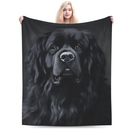 Qycazzw Newfoundland Dog Blanket Gifts for Women Girls Kids Dog Lovers, Puppy Flannel Blankets, Warm Cozy Soft Throw for Bedroom, Camping, Couch, Decor 50x60 in