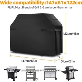 LCGOD Barbecue Cover Weatherproof, 210D Oxford Fabric Grill Cover with Velcro Fastening, Waterproof, Dustproof, Breathable, Tear-Resistant Gas Grill Cover, Universal (117 x 66 x 117 cm)