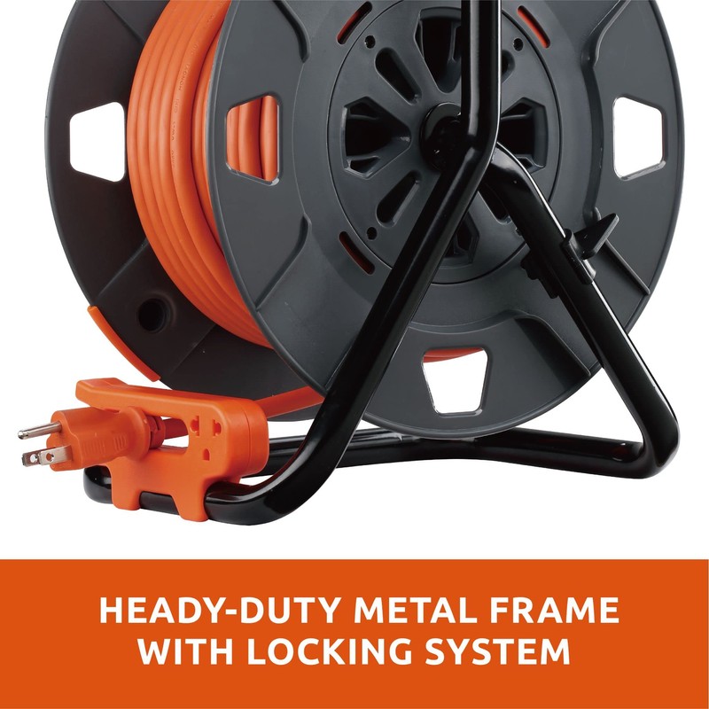 Link2Home Cord Reel 80 ft. Extension Cord 4 Power Outlets