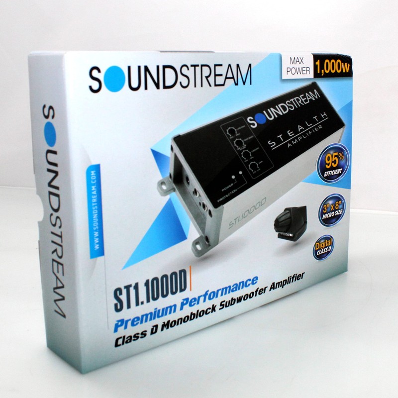 Soundstream ST1.1000D Stealth Series 1000W Class D Monoblock 1 Channel