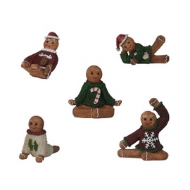 BELLA HAUS DESIGN Gingerbread Men Figurines in Ugly Christmas Sweaters 3" - Polyresin Mini Statue for X-mas Home Decoration, Secret Santa White Elephant Gift Exchange