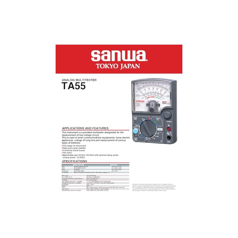 GuliTech Japan Sanwa TA55 Analog Multitesters Multifunction Multi-Range Pointer Multimeter