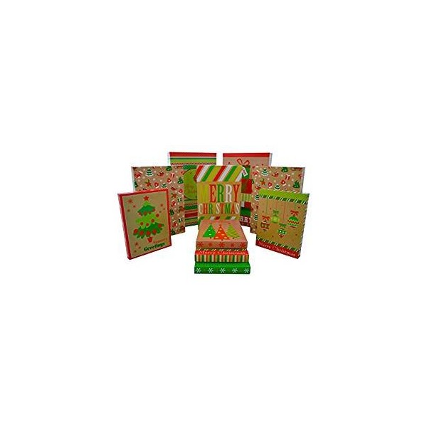 Set of 10 Black Duck Brand Christmas Kraft Gift Boxes in 3 Different Sizes (2 - Robe, 3 - Shirt - 5 Lingerie) (10)