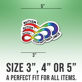 Autism Stickers Funny Autistic Acceptance Infinity Cool Vinyl Stickers, Weather-Resistant Sticker for Water Bottles Laptop Window Car Size 3"