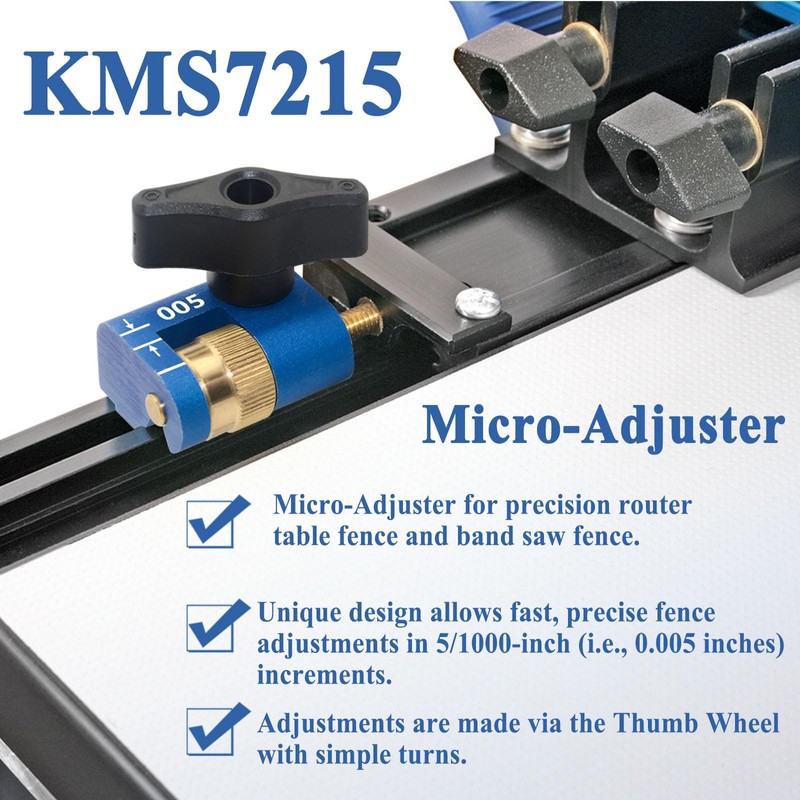 KMS7215 Micro-Adjuster, Compatible with Precision Band Saw Fence, Minimum Adjustment