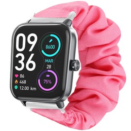 IDW13,IDW16,IDW19 Smartwatch Bands, Lamshaw 22mm Fabric Elastic Scrunchie Elastic Women Cute Replacement Straps Compatible for TOOBUR,TEMINICE,VRPEFIT,Konitee,Gydom,Faweio IDW13 Watch / Woneligo W3 /