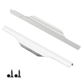 Fatiya 2 Pieces Aluminium Alloy Finger Pulls for Cabinets, 11.8 Inch Cabinet Edge Pull Handles, Concealed Hidden Draw Pull for Wardrobe Kitchen Bathroom Drawers (White)