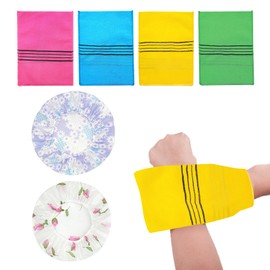 RT 4Pcs Asiatischer Peeling-Waschlappen Peelinghandschuhe Große Peeling Mitt Wiederverwendbare Viskose Rayon Duschtuch Körperpeeling Badeschwämme skin scrubber exfoliating gloves korean exfoliating