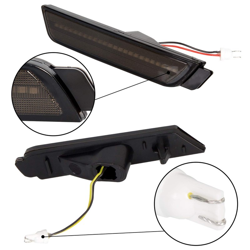 ECOTRIC Side Marker Light Compatible with 2010-2015 Chevy Camaro Amber/Red