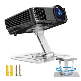 Projector Wall Mount, 360° Rotating Projector Stand, Desktop Projector Mount, Projector Mount, Projector Ceiling Mount Silver with 1/4 Inch Screw Interface for Home Cinema, Playroom, Office