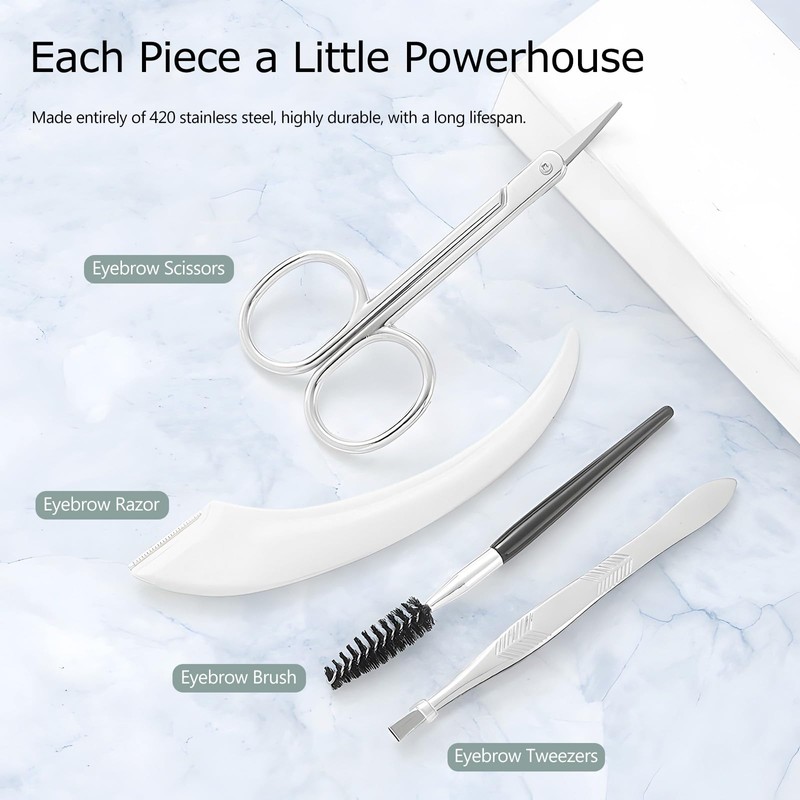 Eyebrow Trimmer Kit, 5-in-1 Set with Eyebrow Scissors, Eyebrow Razor,