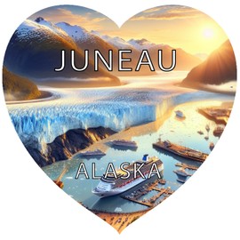 Juneau Alaska Souvenir Heart Design Vinyl Decal Sticker 2-Inch