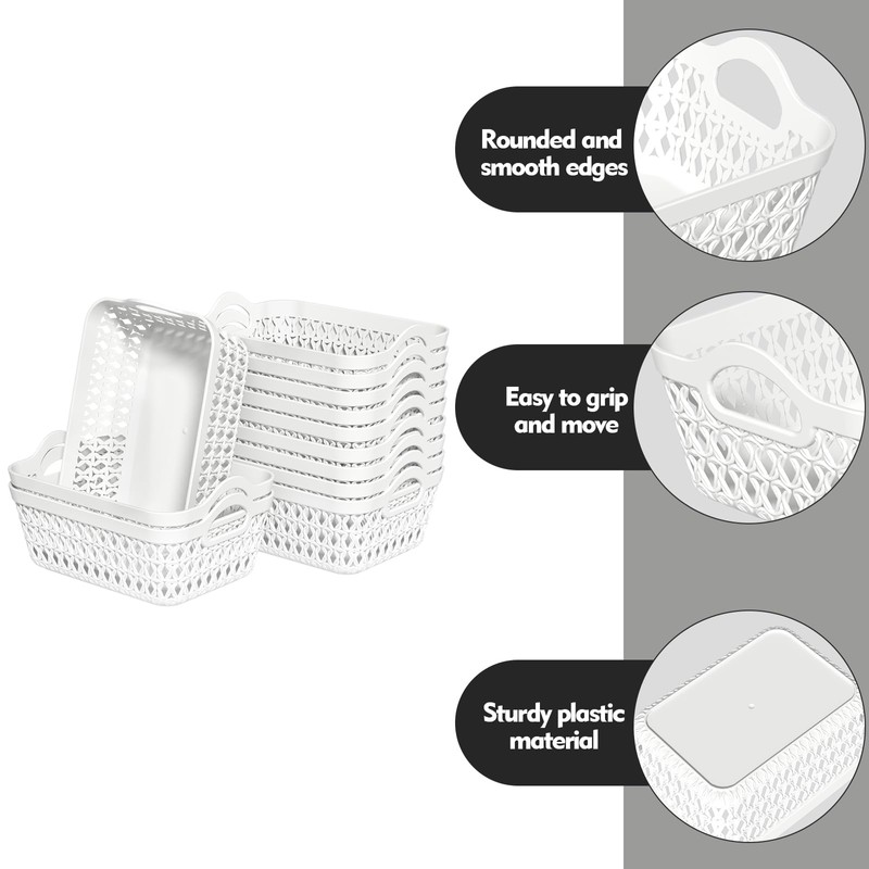 Tyminin Plastic Storage Baskets with Handles, Set of 12 Mini