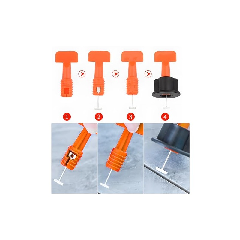 Tile Leveling System Kit,300pcs Reusable 1/16" Tile Leveler Spacers+1500pcs Cross-shaped