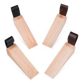 FUNOMOCYA No Drill Door Stopper for Heavy Doors 4 Pack Wooden Door Stoppers Anti-Slip Security Wedges