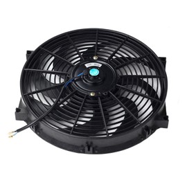 14" Black Universal Electric Radiator with Slim Cooling Fan 8-Blade, 800 CFM Reversible Push or Pull with Mounting Kit Heavy Duty 12 Volt