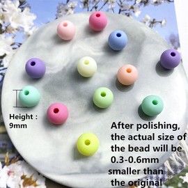 Jmassyang 400 Pieces 10mm Candy Color Acrylic Round Frosted Beads Assorted Candy Color Mix Plastic Pastel Matte Loose Spacer Mixed for Jewelry Making Bracelets Necklaces DIY Crafts (10mm-400pcs)