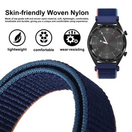 WOCCI Adjustable Nylon Sports Watch Strap with Velcro Fastener, Watch Straps with Quick Release for Men and Women, Strap Width 18 mm, 20 mm, 22 mm
