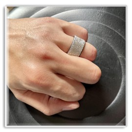 Xusamss Fashion Stainless Steel Ice Out Crystal Ring (12MM_Black White, 8)