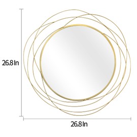 HQiJun Wall Mirror Mirrors Round Decorative Circle Decor for Entryways, Washrooms, Living Rooms (Gold)