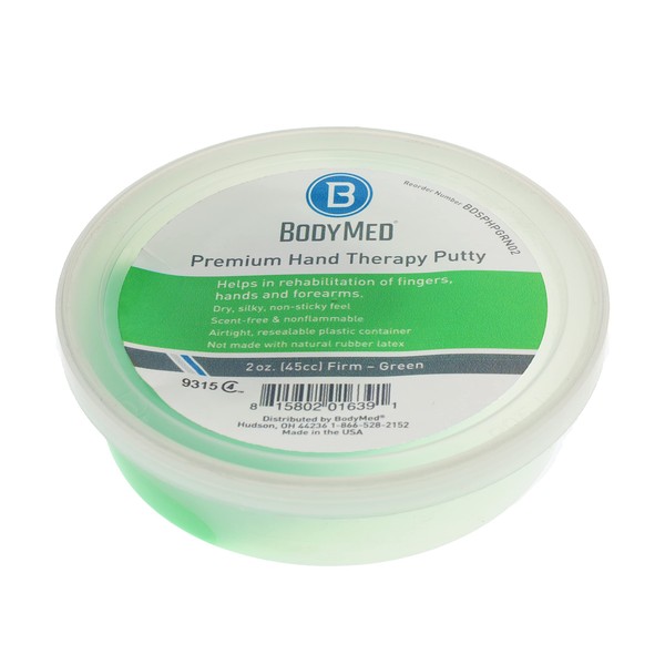 BodyMed Premium Hand Therapy Putty, Green, 2 Oz., Firm, Strengthening Therapy Putty for Physical Rehabilitation