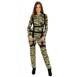 Foxxeo 40260 Women's Sexy Parachute Jumper Costume Size XS, S, M, L Hunter Soldier Pilot Paratrooper, l