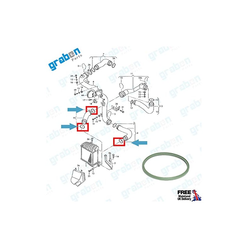 INTERCOOLER Turbo Hose Seal Diameter: 61.90mm 1J0145117A 3C0145117H