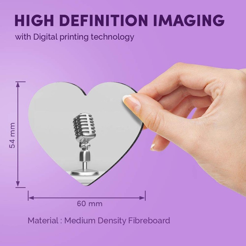 1 x Heart MDF Magnets - Microphone Radio Broadcast 37236